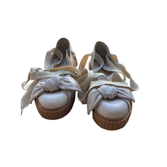 Puma Womens Pink Round Toe Lace Up Platform Bow Creeper Flat Sandal Size 9.5 - Picture 1 of 6